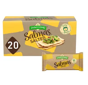 Sanissimo Salmas Salted, 20 packs of 3 Crackers, Oven Baked Corn Crackers, Gluten Free, Non GMO, Kosher Certified