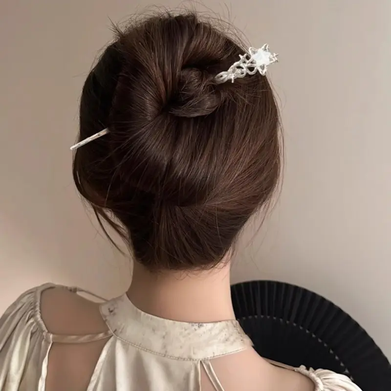 Moonstone Star Hairpin, Women's New Chinese Style Modern Minimalist Moon Hairpin, High-end Hair Sticks, Stylish Hair Accessory, Fashion Hairpins, Hair Clip, Hair Pin Set