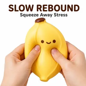Little Fat Banana  Squishy Toy, Slow-Rebound Toy, StressRelief Toy, Finger Toy, Relieves Anxiety and Stress,Portable Relaxation Toy, Great Gift. Cute TransparentDesign. Slow-Rebound Malt Ball Stress Relief HandheldToy, Perfect for Office, Study, and Relax