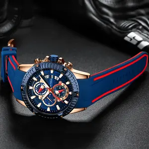Mini Focus Mens Watches Military Sports Watch (Chronograph/Waterproof/Luminous/Calendar) Silicon Band Quartz Watch for Men