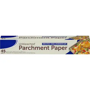 Unbleached Parchment Paper Roll, Non Stick Parchment Paper for Cooking and Baking, Oven Safe up to 425 Degrees, Chlorine-Free, 45 Feet x 12 Inches, 45 Total Sq. Ft.