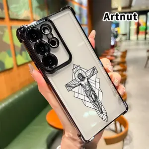 Phone Case Compatible with Samsung Galaxy S23 Ultra S24 Plus S25 S22+ FE Edge Christ on Cross Pattern Anti-drop Durable Total Protective Shockproof Transparent Cover Casing