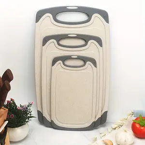 3-Piece Kitchen Cutting Board Set with Non-Slip Handles, Food-Grade Cutting Boards for Vegetables Fruits Meats, Unique Gift for Chefs