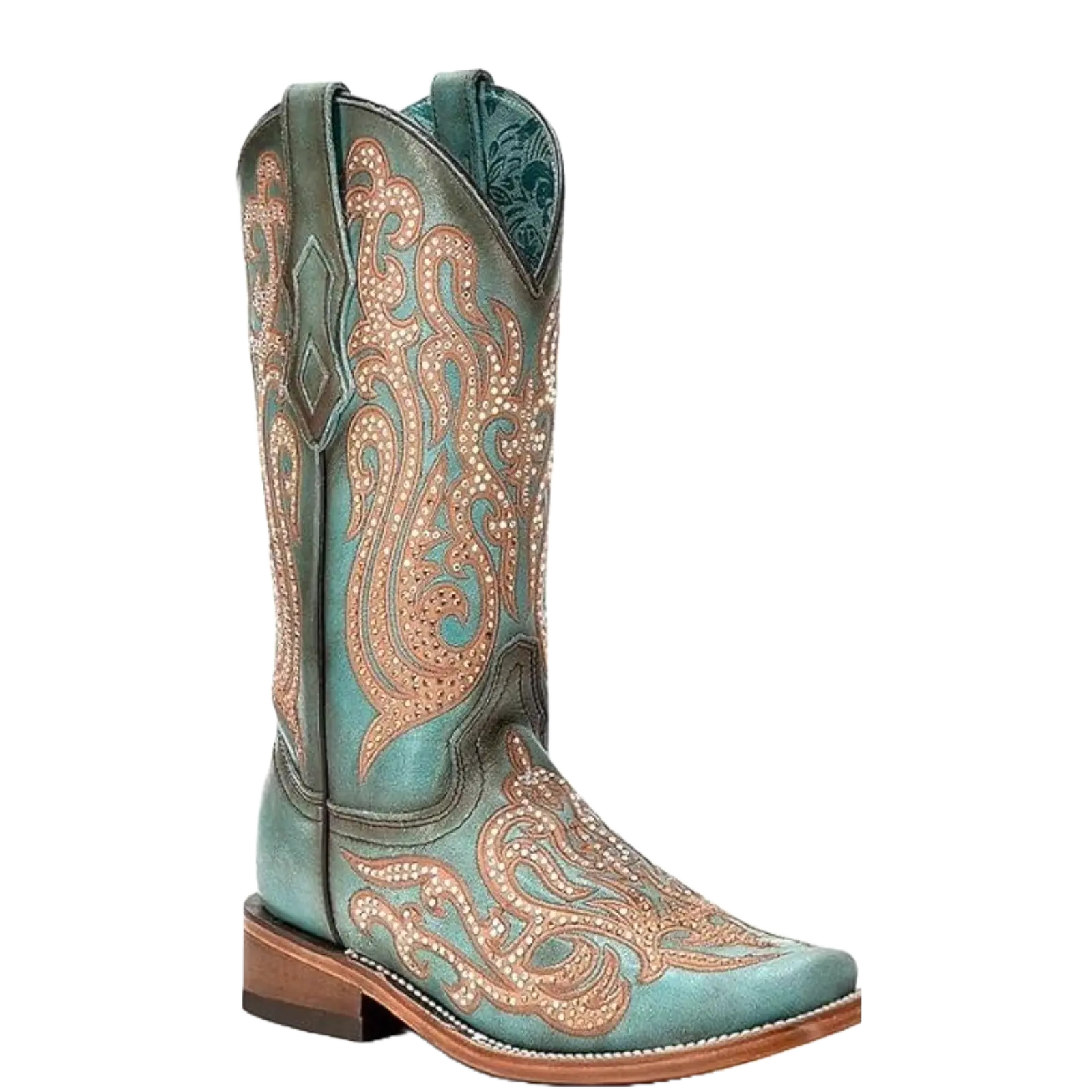 Corral Ladies Distressed Turquoise-Honey Western Boots C4095