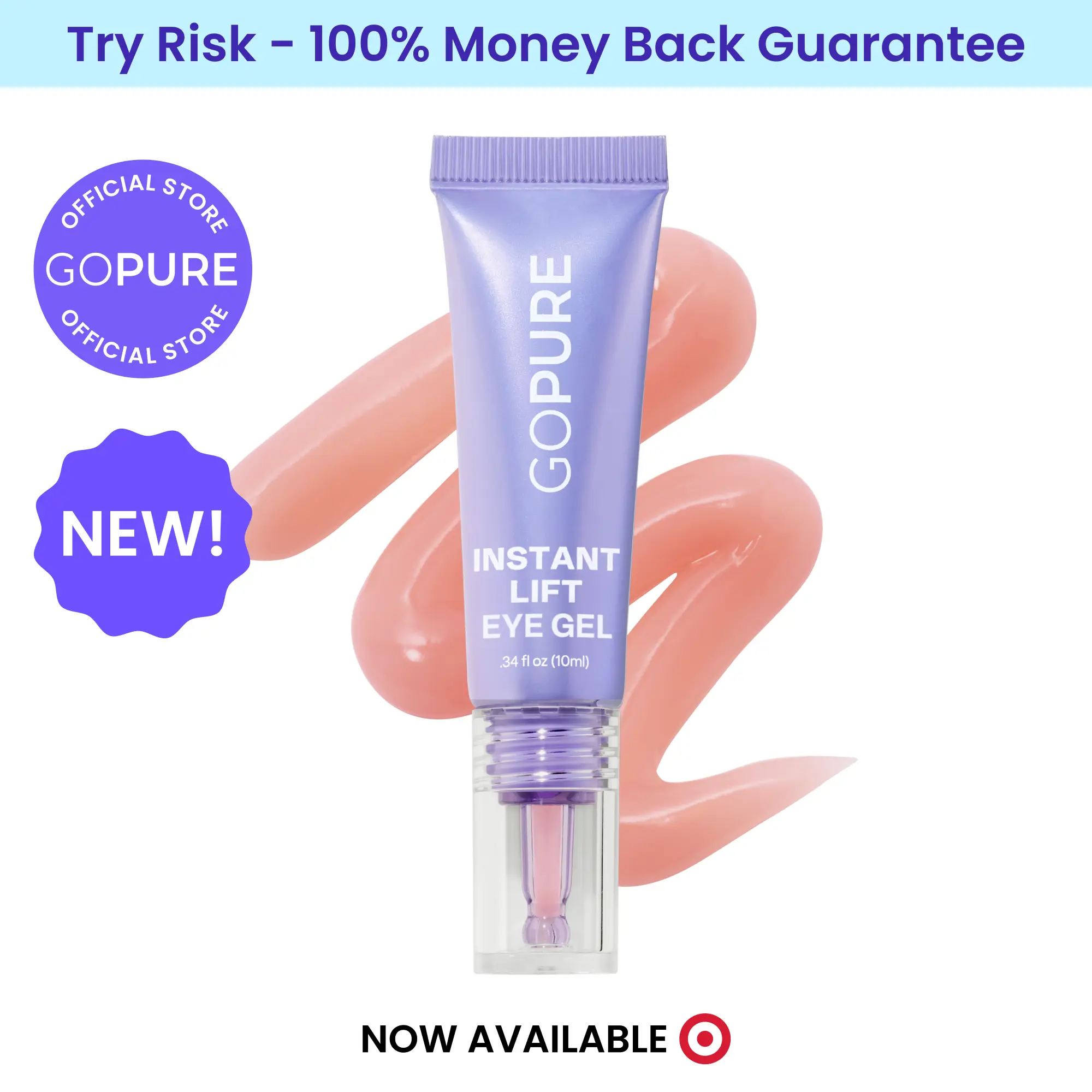NEW! GOPURE Instant Lift Eye Gel - For the look of Puffiness & Bags, Wrinkles, Fine Lines and Dark Circles, Anti Aging Skin Care for Men & Women with Collagen Targeting Biotech Under Eye Brightener