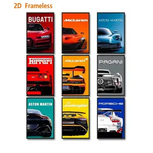 Set of 9: Vintage Racing Posters, Racing Murals, Supercar Canvas Prints, Decor for Men's Rooms, Aesthetic Decor for Boys' Dorm Rooms, Bedroom and Office Decor, Colorful Racing Cars, Frameless Design