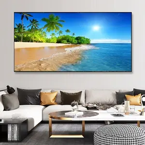 Modern Canvas Wall Art Poster - Beach Sea Seascape Canvas Painting Palm Tree Canvas Poster Print Canvas Wall Art Decor Room Colorful Gifts Ornaments Decoration
