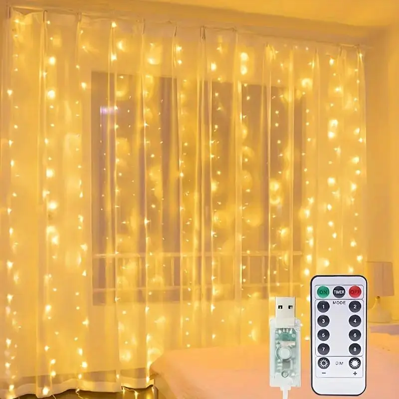 LED Curtain Light, USB Powered Curtain Light with Remote Control, Decorative Light for Bedroom & Living Room, Lighting Modes, Ambient Atmosphere Lights, Led Lights