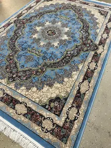 Sky Blue Isfahan Persian Design High Quality Machine Made Carpet #17