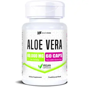 HealthFare Aloe Vera Capsules 40,000mg | 60 Vegan Pills | Inner Leaf Aloe Vera Extract Supplement | Gut Health & Digestive Support | Non-GMO, Gluten-Free | Made in USA