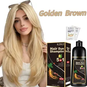 MJDMJD Golden Brown Magic: The Instant, Nourishing Color Shampoo. 5-in-1 Action: Dyes, Cleanses, Conditions, Strengthens & Shines with Ginseng & Botanicals. Sulfate-Free, for All. Complete Kit with 2 Hair Mask Sachets (500ml)