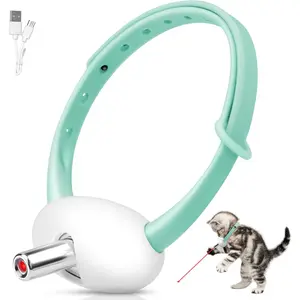 Automatic Laser Collar Cat Toy - Upgraded Laser Cat Toys, Flashing and Lasting modes, 8-12″ Bend Collar & 41 ° Adjust Angle free hands. Type-C USB Charge 1H and works 12H. Gifts for Ailurophile money  saving  toy