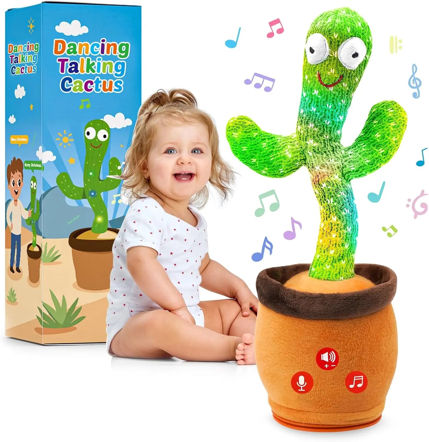 Dancing Cactus Toy, Interactive Talking Cactus with 10 Songs, Singing & Mimicking Dancing Toy for Kids, Funny Educational Gift for Boys & Girls, Birthday Party Toy