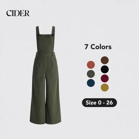Women's Cider Polyester Corduroy Wide Leg Overalls - Casual, Solid, Comfy, Cute, Loose Fit, Full Length, Basic, 7 Colors, Sizes 0-26, 1XL-16/18, 2XL-20/22, 3XL-24, Plus Size Approved Jumpsuits,sohochic