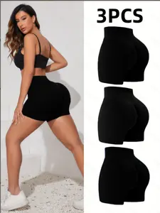 Women's High-Waisted Seamless Yoga Shorts, Butt Lifting Tight-Fitting Workout Gym Shorties, Quick-Dry Fitness Training Pants, Athletic Yoga Shorts