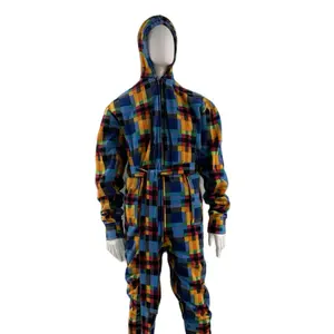 Plaid Multicolor Men's/Women’s belted fleece Onesie