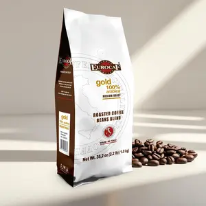 Eurocaf Blend Gold 100% Arabica, Whole Bean Coffee, Medium Roast, 2.2 Ib, Original Italian Coffee (Pack of 1)
