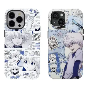 Retro HUN.TER×HUN.TER Killua Anime Character Collage Phone Case Trendy Anime Phone Case Compatible for iPhone 17Promax 16 15 14 13 12 11 and for Samsung S21-S25 Perfect Gift for Fans Her/Him