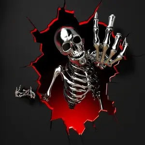 3D Skeleton Pattern Car Sticker, Creative Car Body Decorative Sticker, Car Exterior Decoration Accessories for Car Body Window