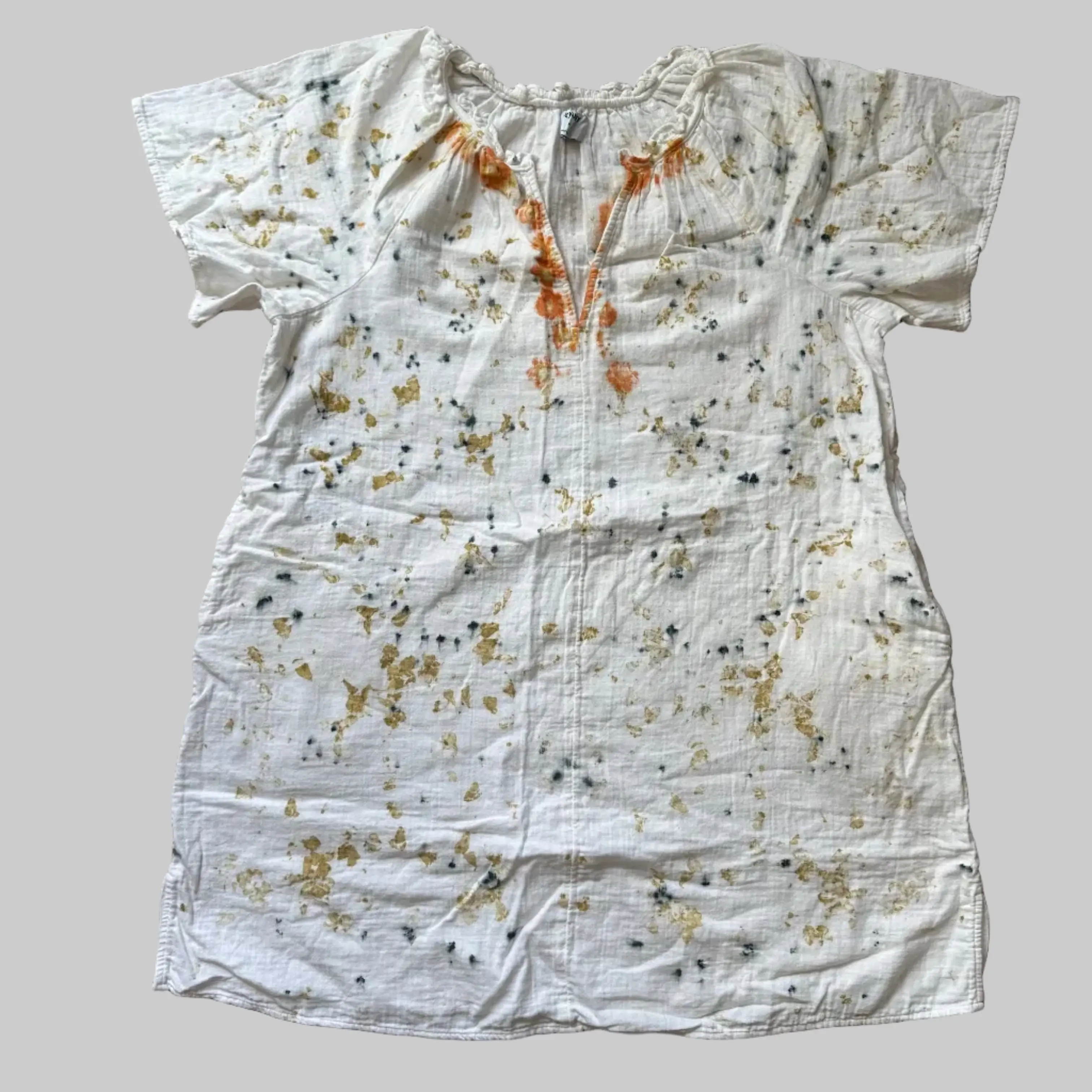 Eco Dyed Muslin Cotton Summer Dress With Pockets Women's Size XL