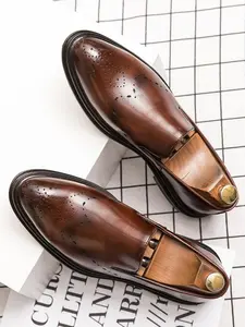 Men's Business Style Solid Color Lace Up, Fashionable Comfortable Breathable Loafers Formal Shoes for Work Office, Male All-match Shoes for Daily Wear, Boy