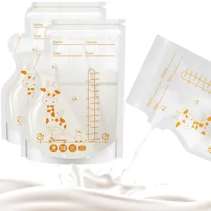 Breastmilk Storage Bag Freezer, 8.5 OZ / 40 Pcs Breast Milk Storage Bags Freezer with Double Zip Lock, Pre-Sterilized Milk Storage Bags Freezer Breast