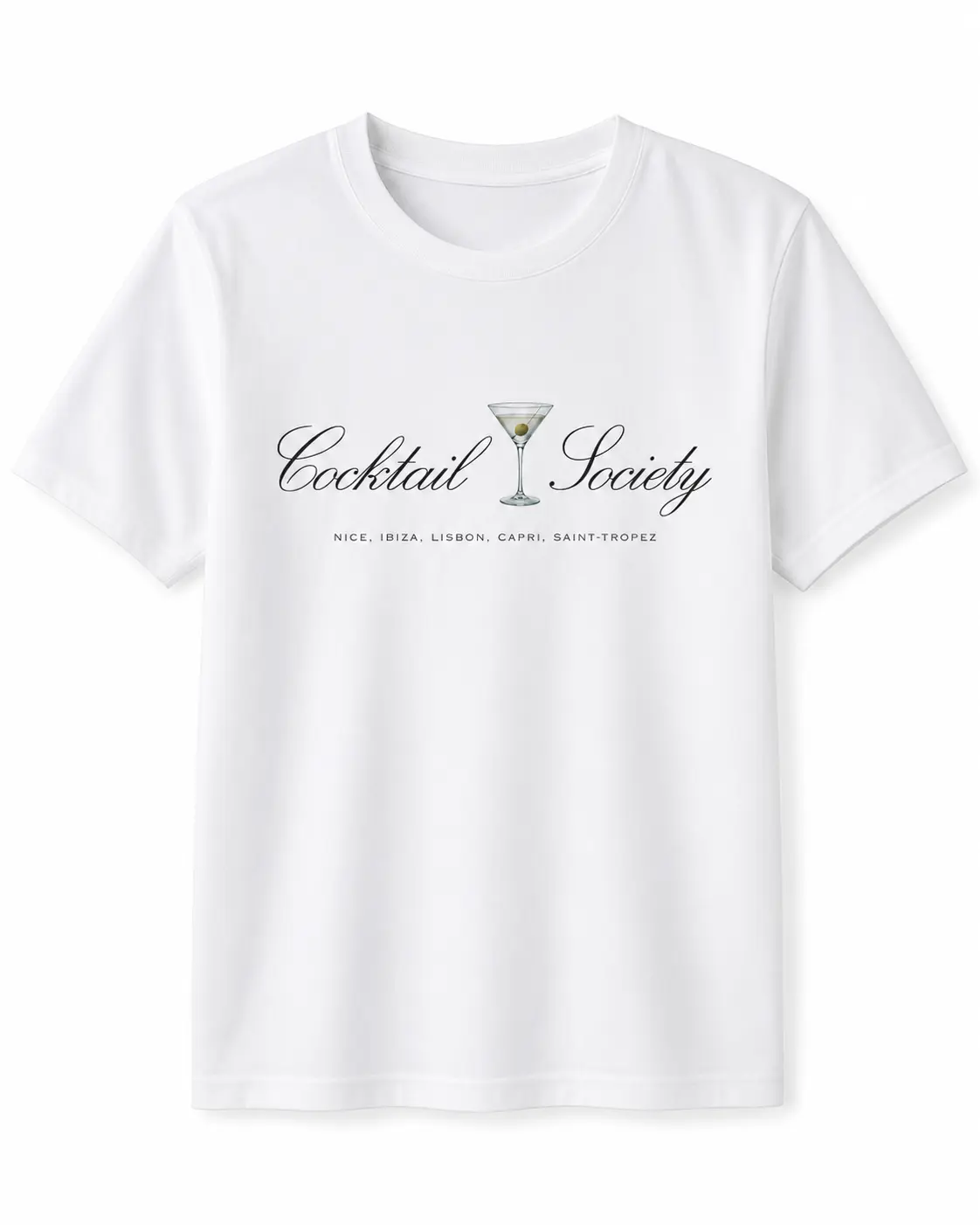 Men's Vintage Retro Soft Cotton Unisex Oversized Shortleeve-Long T-Shirt - Cocktail Society Graphic, Martini Glass Design, Ibiza Themes, Aesthetic Slogan, Casual Summer Menswear Top 2507