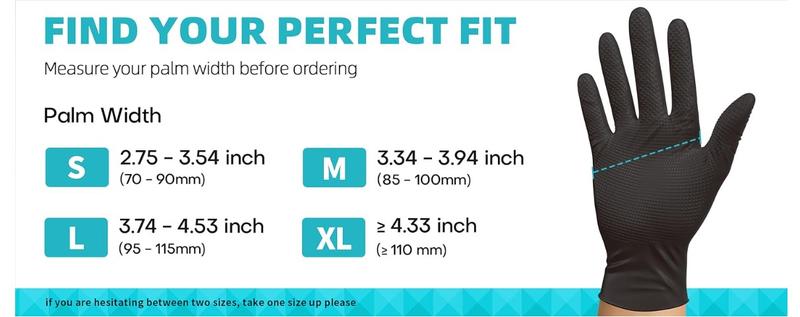 Nitrile Disposable Gloves, 8Mil Latex & Powder Free Chemical Resistant Heavy Duty Food Safe Diamond Glove Black 50Pcs