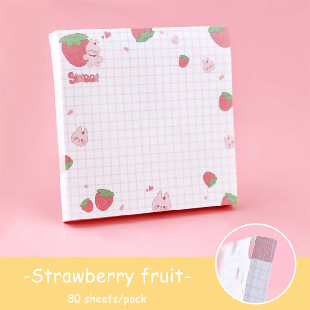 80sheets/book Of Cute Fruit Sticky Notes, Small and Portable Cartoon Style Sticky Notes, Tear Off Sticky Notes, Suitable for Office/student Notebooks To Record Daily Matters, Sticky Labels, Office Supplies, Memo Pads