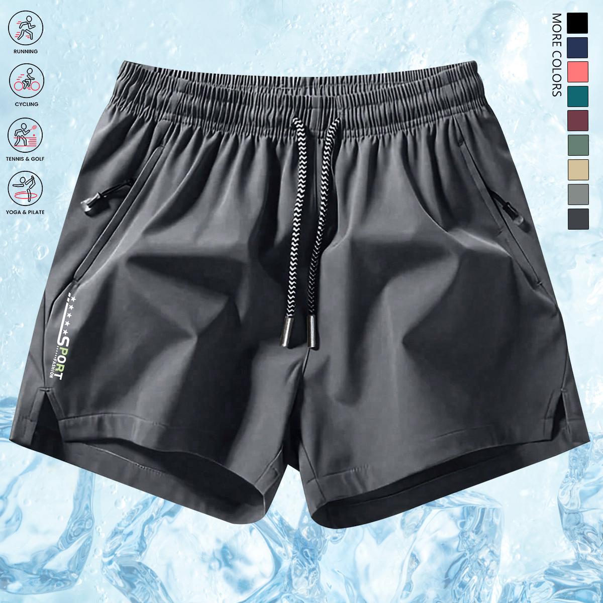 Men's 3-Pack Athletic Casual Split Shorts, Breathable Quick-Dry Gym Running Sport Shorts, Mens Clothing with Letter Print, Zippered Pockets, Drawstring Waist, Lightweight for Workouts, Outdoor Wear, Breathable Sport Shorts