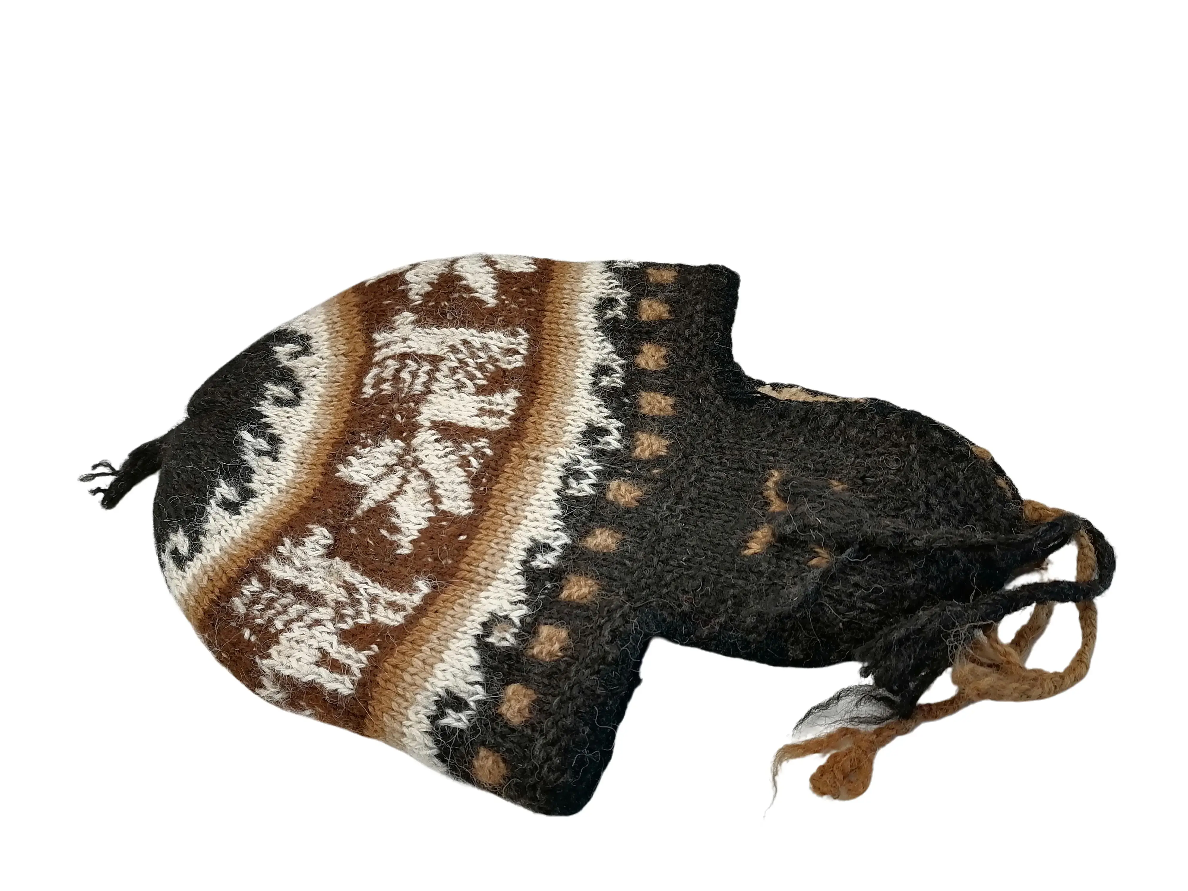 Unisex Knitted Alpaca Wool Chullo for Warm Winter in Cusco