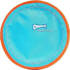 Chuckit! Paraflight Flying Disc Dog Toy - Water Floating Flyer - Durable Nylon Construction with Soft Rubber Edges - For Medium and Large Dogs