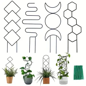 4 Piece Plant Support Set with Straps, Metal Climbing Plants Lattice, Indoor Outdoor Use, Supports Vines Vegetables Lawn Porch Balcony