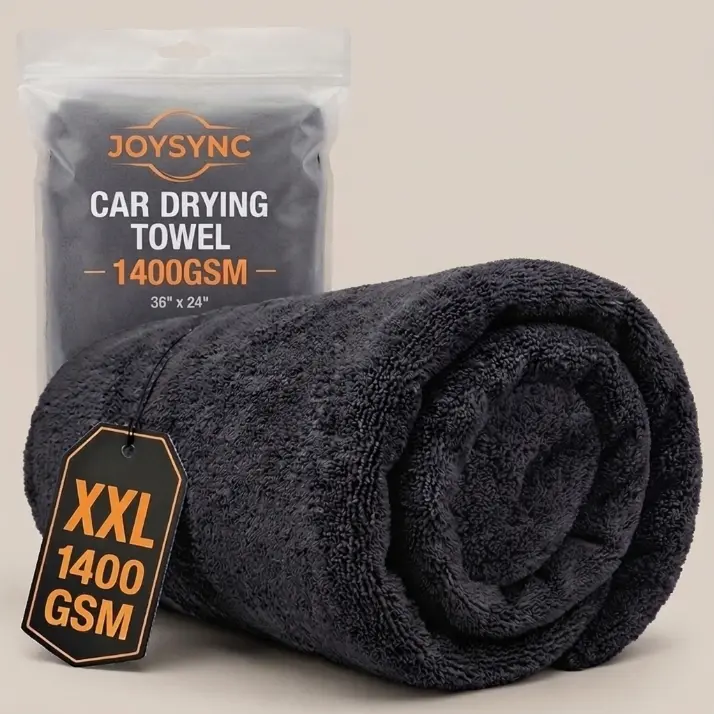 1400 GSM car drying cloths, Joysync 60 x 90 cm microfiber cloths for cars – streak-free, lint-free, ultra-absorbent, reusable, with double twist fibers and a borderless design, cleaning cloth for cars, trucks, and SUVs