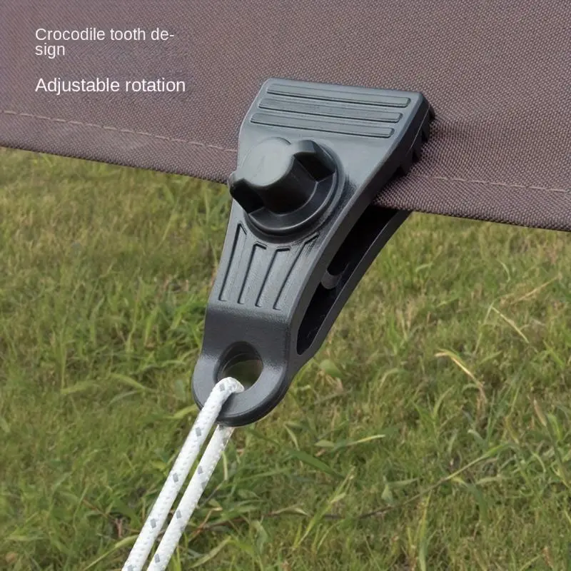 Outdoor Tent Clips 10pcs + Carabiner Hooks 10pcs Set, Adjustable Canopy Windproof Reinforced Tent Clips, Rainfly Fixing Clamps