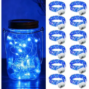 12 Pack Fairy Lights Battery Operated, 7ft 20 Mini LED Fairy String Lights Silver Wire 3 Modes for DIY, Parties, Wedding, Bedroom, Halloween Christmas Decoration Blue