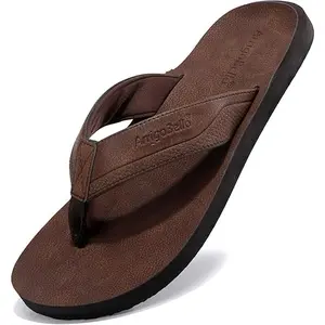Men's Flip Flops,Fashionable and Comfortable Non-slip Design Leather Slippers, Suitable for Daily Outdoor and Beach Wear,Arch Support,platform sandals Footwear Shoe