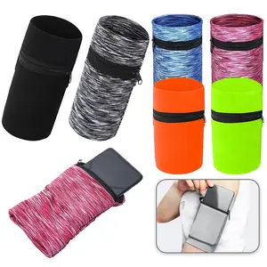 Zipper Wrist Wallet Pouch, Sweatproof Running Wristband Bag, Elastic Sports Wrist Pouch for Keys Cards Cash, 7 Colors Available