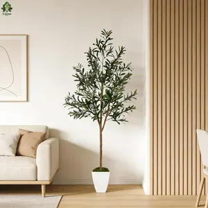 4/6/5.25FT Realistic Artificial Olive Tree with White Planter for Indoor Home Office Living Room Decor plant