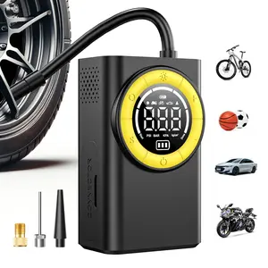 Tire Inflator Portable Air Compressor - 7500mAh Air Pump for Car Tires, 150PSI Cordless Tire Pump with Pressure Gauge & LED Lights - 3X Faster for Car, Motorcycle, Balls and Bicycle, Black