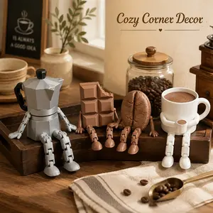 3D coffee beans, coffee pots, coffee cups, chocolate ornaments, with movable joints - highly realistic design, perfect for decorating homes, offices and party displays. It is an ideal gift for coffee lovers and a must-have accessory for any coffee bar.