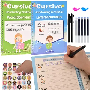 Magic Grooved Cursive Handwriting Workbook Kit, Grooved Writing Practice Cursive, for  and Beginners, Learn Cursive Handwriting with Letters,Words and Sentences