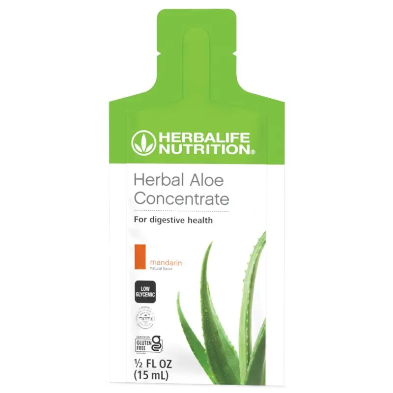 Herbal Aloe Concentrate Mandarin Dietary Drink Mix Powder, 30 Single-Serve Packets - Gluten-Free, Vitamin-Boosted Aloe Hydration for Daily Refreshment & Wellness Support