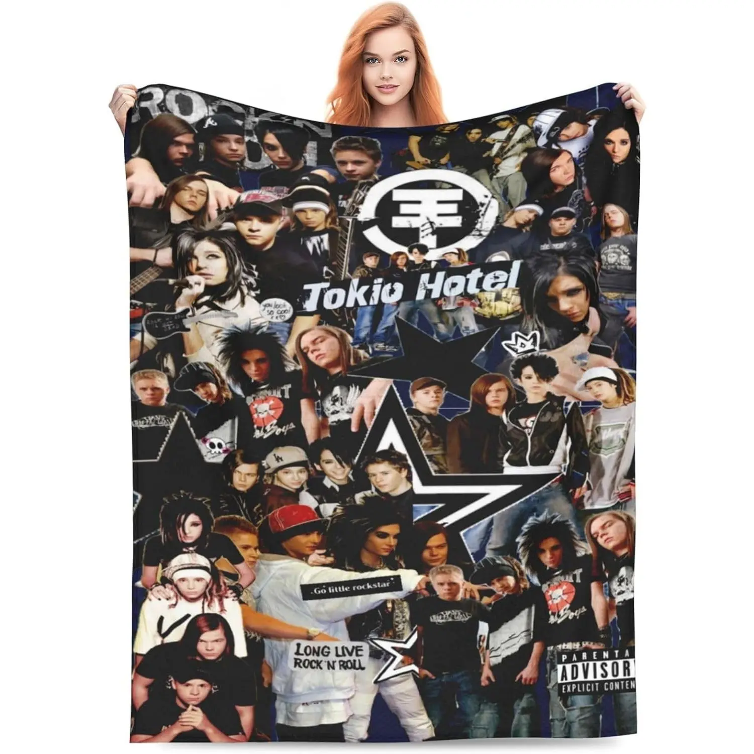 Tokio Music Hotel Anti-Pilling Double-Sided Super Soft Flannel Throw Blanket, 40"x30" Lightweight Cozy Blanket, Warm Fleece Textile for Couch/Bed, Contemporary Home Decor, Throw Blankets