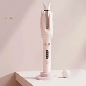 Fully automatic electric curling wand, 28 mm big wave curler, lazy rotating hair curler with intelligent anti-tangle protection, negative ion hair care, 4 heat settings, fast heating curling stick for long-lasting soft curls, portable styling tool for eve