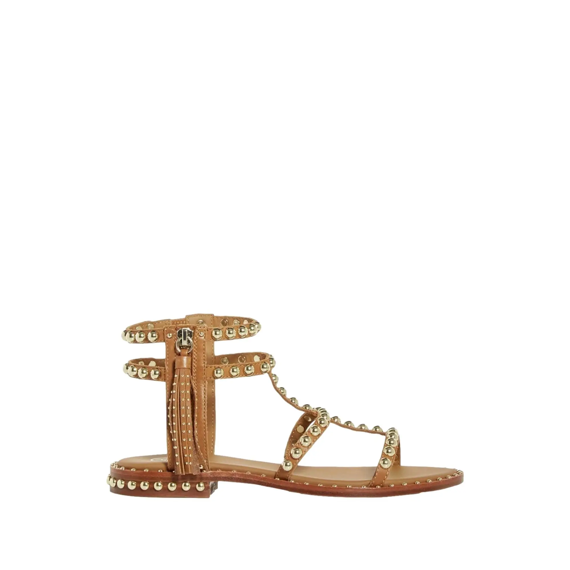 Ash Power Leather Gladiator Studded Flat Sandals New Cinnamon  421013-CIN Women's