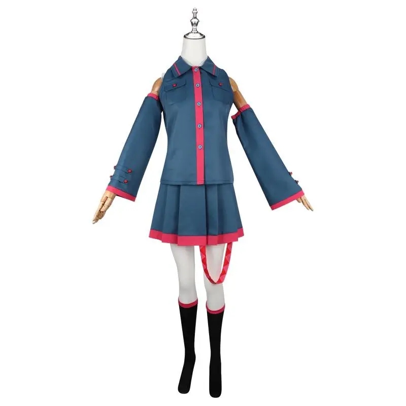 Virtual Singer Kasane Teto Cosplay Costume Anime Inspired Blue Uniform Dress Wig Suit for Halloween Party Women Role Play Outfit