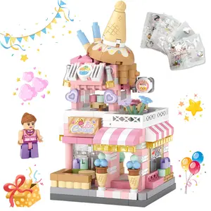 Ice Cream Shop Building Blocks, Kids Scene Construction Sensory & Educational Toy , Colorful Brick Set for Ages 6+, DIY Creative Blocks for Kids & Adults, Perfect Travel/Outdoor Play Toy, Top Christmas & Birthday Gift for Craft Lovers, Building Kit