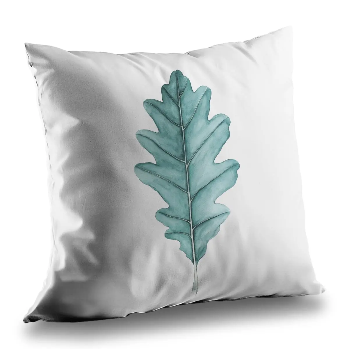 Begin Home Decor C1PT14147RTS1G 14 x 14 in. Oak Leaf Floral Green Poly Twill Throw Pillow - Home Decor