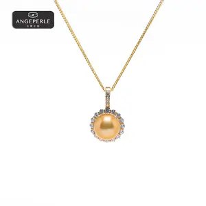 ANGEPERLE S925 Silver Seawater Pearl and Pendant 10-11mm TSZZN11